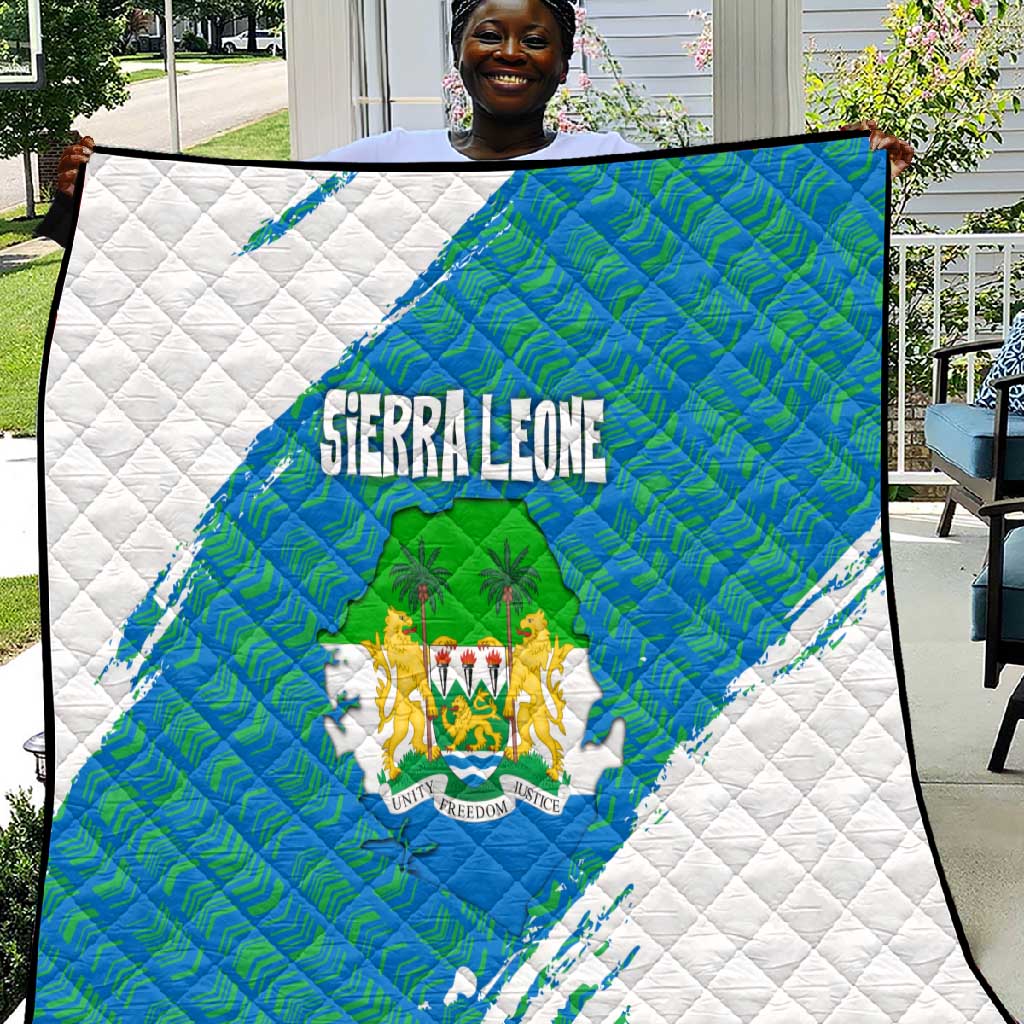 Sierra Leone Crest Quilt with National Coat of Arms and Flag Colors TS04