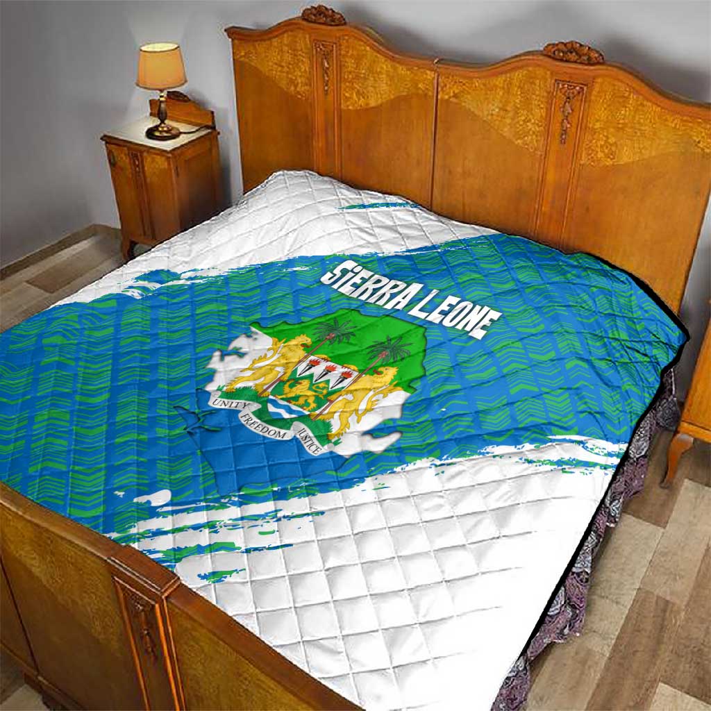 Sierra Leone Crest Quilt with National Coat of Arms and Flag Colors TS04
