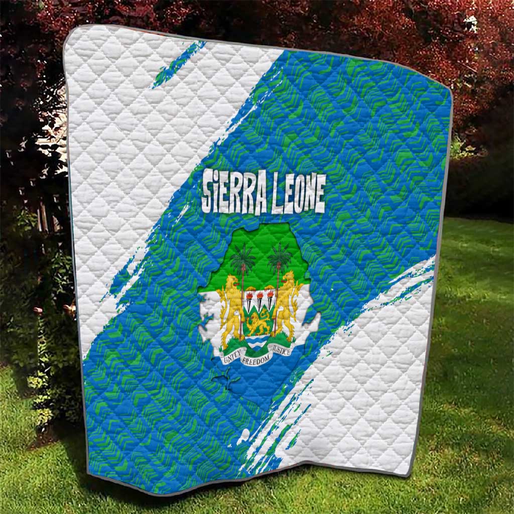 Sierra Leone Crest Quilt with National Coat of Arms and Flag Colors TS04