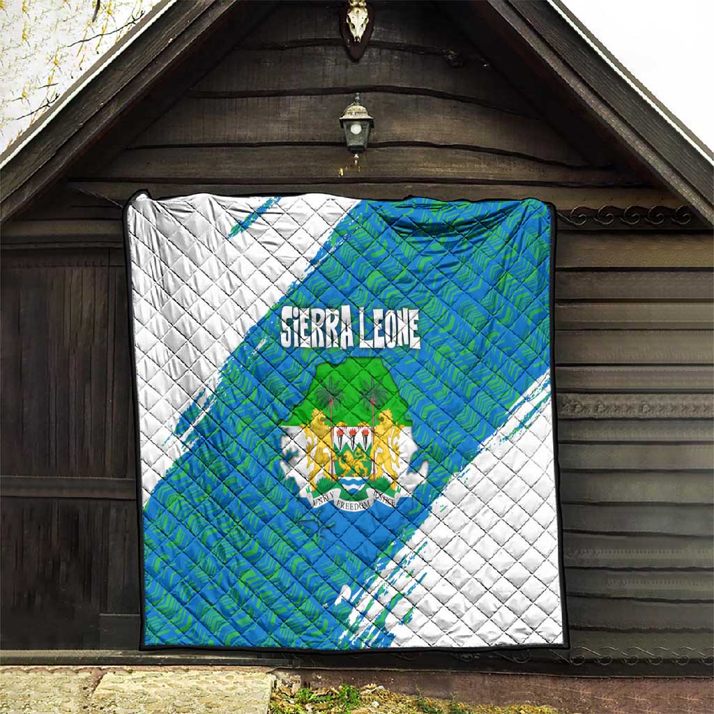 Sierra Leone Crest Quilt with National Coat of Arms and Flag Colors TS04