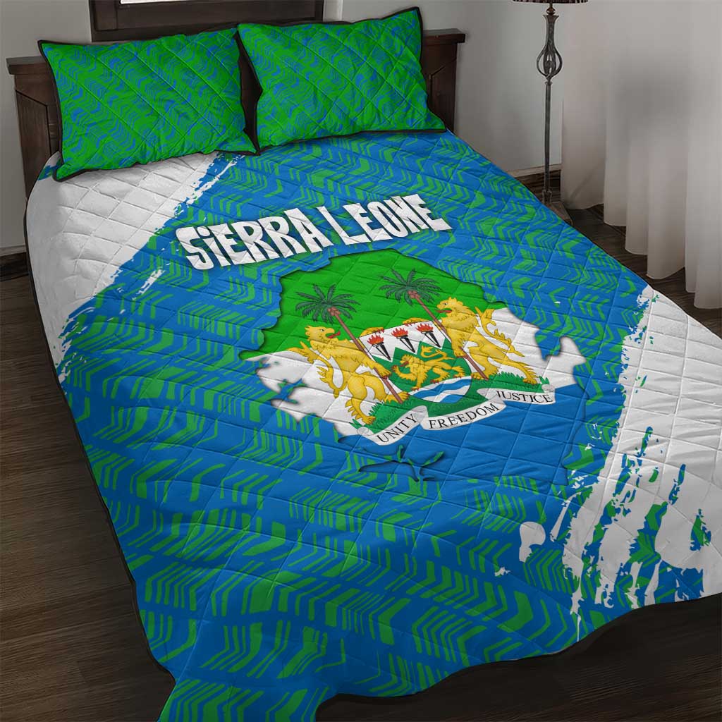 Sierra Leone Crest Quilt Bed Set with National Coat of Arms and Flag Colors TS04