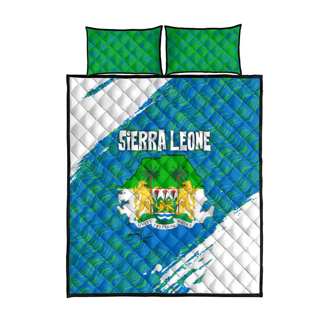 Sierra Leone Crest Quilt Bed Set with National Coat of Arms and Flag Colors TS04