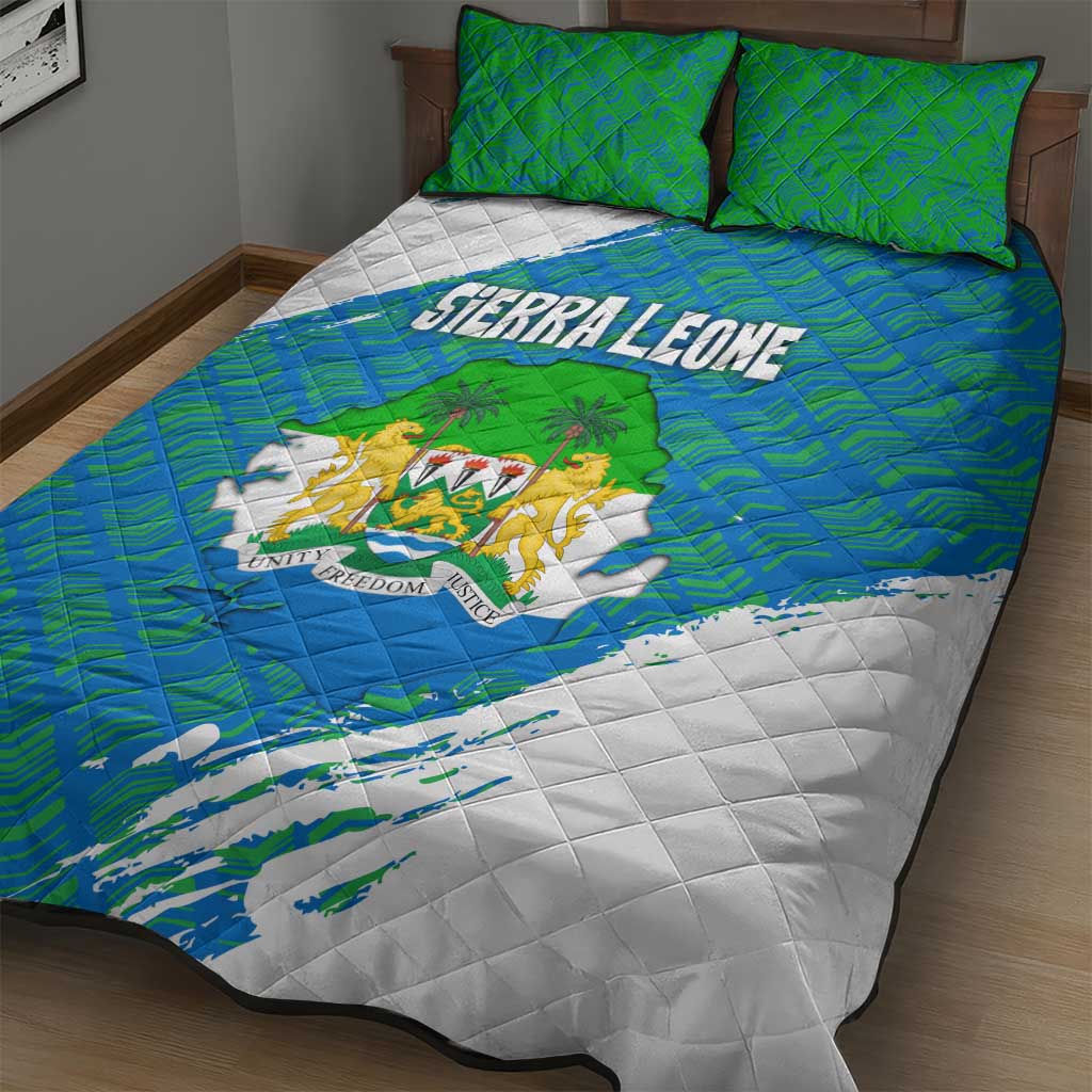 Sierra Leone Crest Quilt Bed Set with National Coat of Arms and Flag Colors TS04