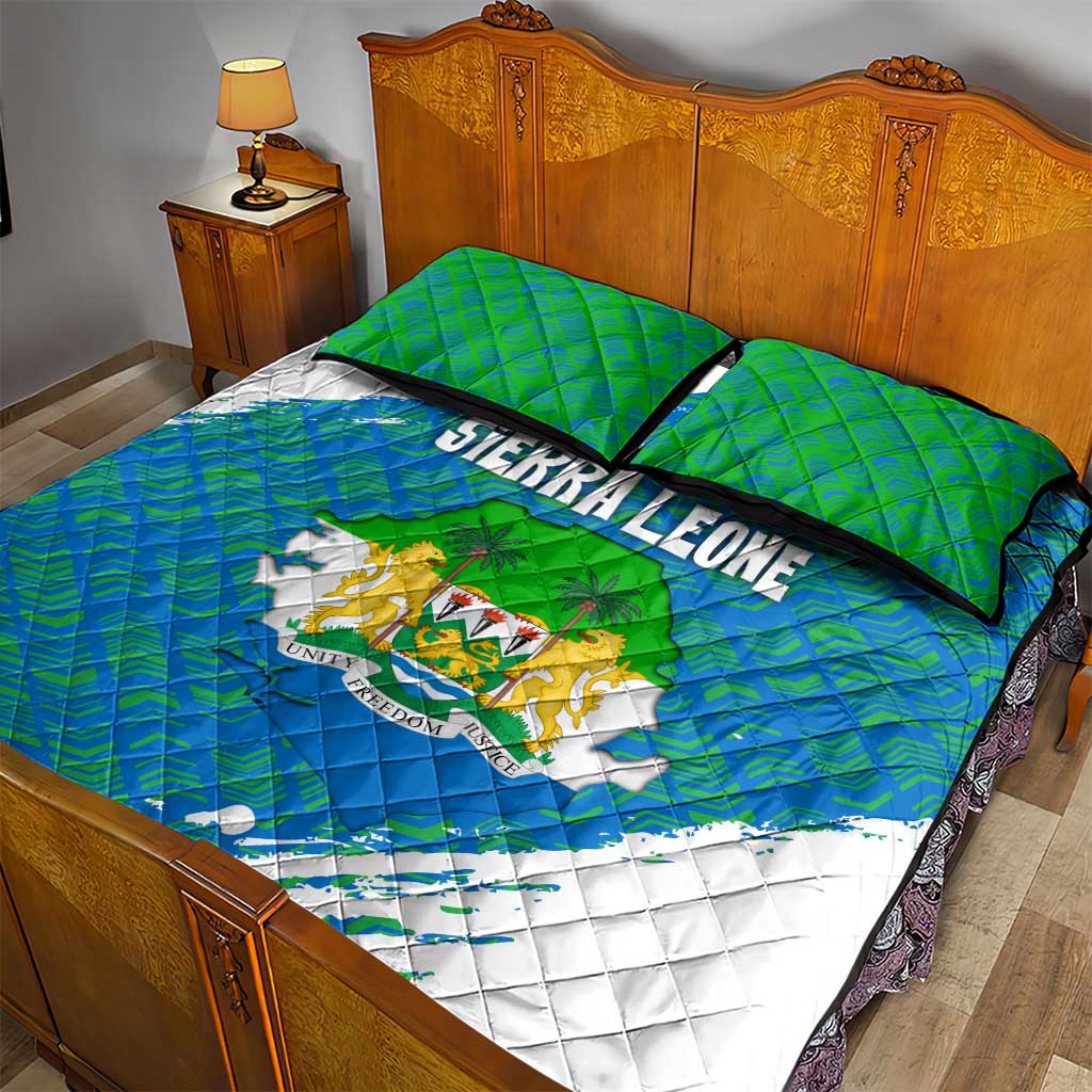 Sierra Leone Crest Quilt Bed Set with National Coat of Arms and Flag Colors TS04