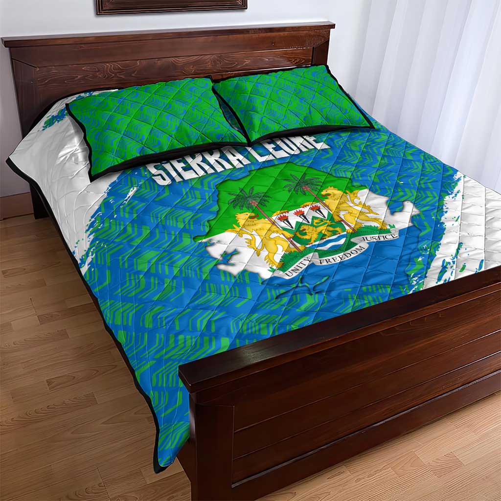 Sierra Leone Crest Quilt Bed Set with National Coat of Arms and Flag Colors TS04