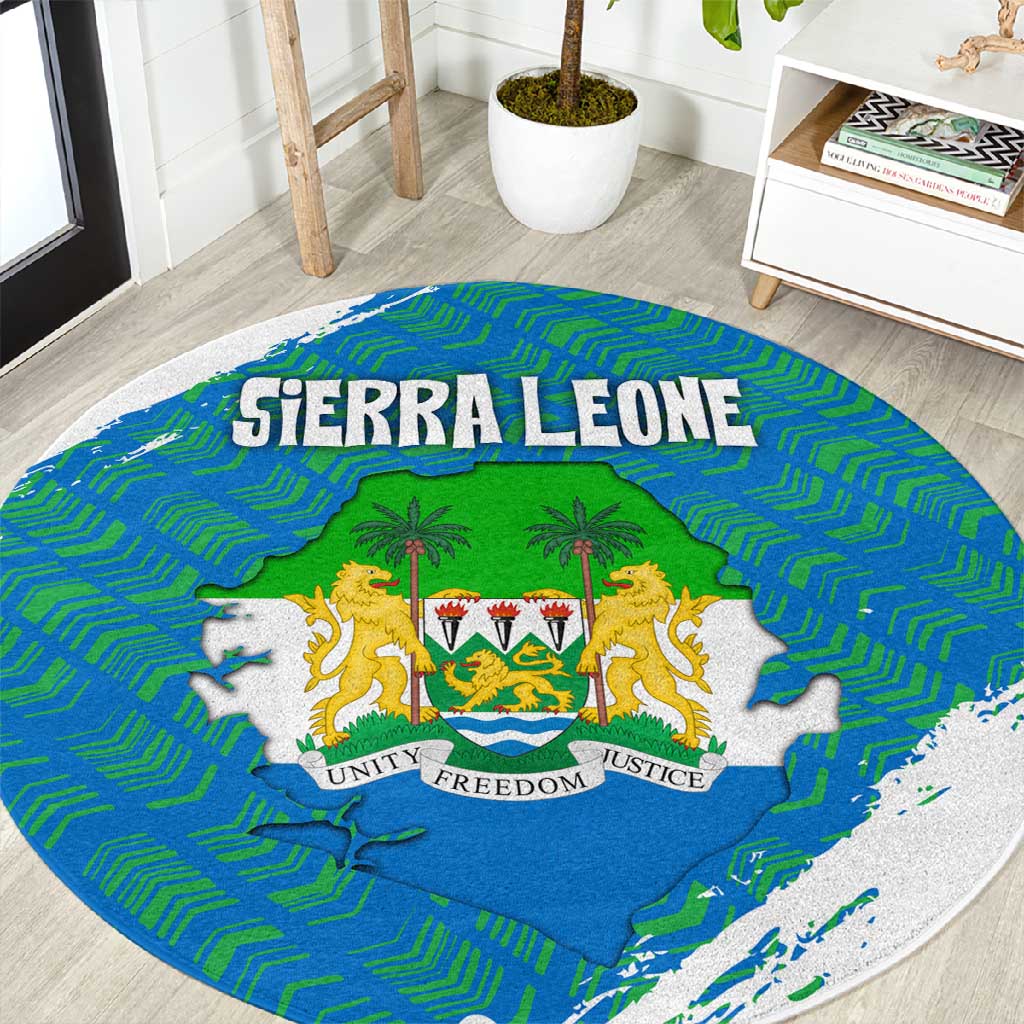Sierra Leone Crest Round Carpet with National Coat of Arms and Flag Colors TS04
