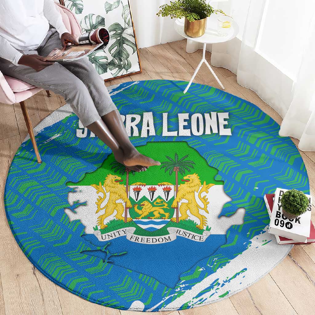 Sierra Leone Crest Round Carpet with National Coat of Arms and Flag Colors TS04