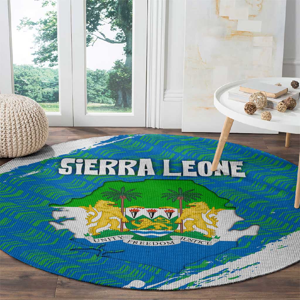 Sierra Leone Crest Round Carpet with National Coat of Arms and Flag Colors TS04