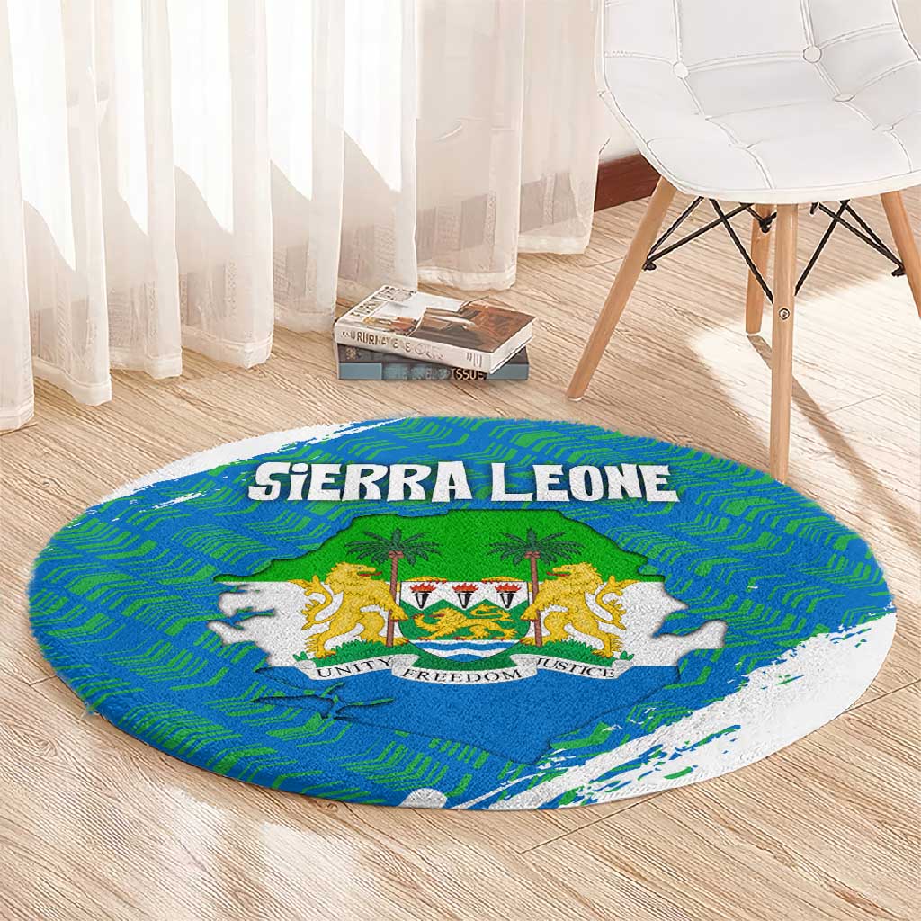 Sierra Leone Crest Round Carpet with National Coat of Arms and Flag Colors TS04