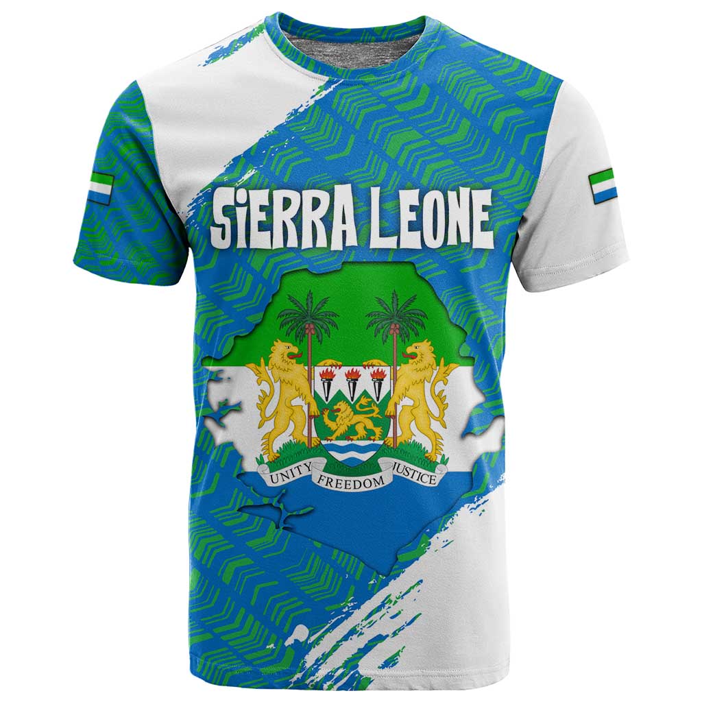 Sierra Leone Crest T shirt with National Coat of Arms and Flag Colors TS04