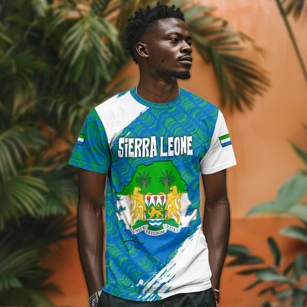 Sierra Leone Crest T shirt with National Coat of Arms and Flag Colors TS04