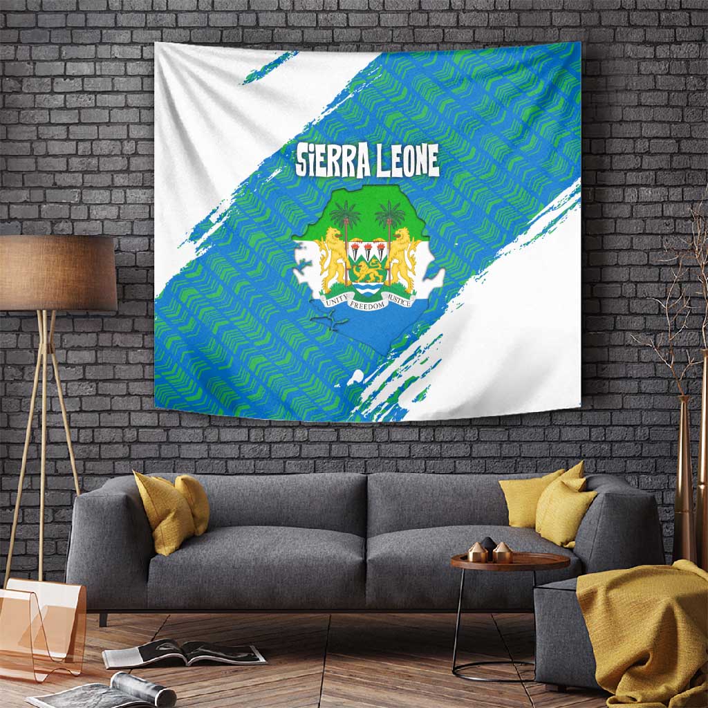 Sierra Leone Crest Tapestry with National Coat of Arms and Flag Colors TS04