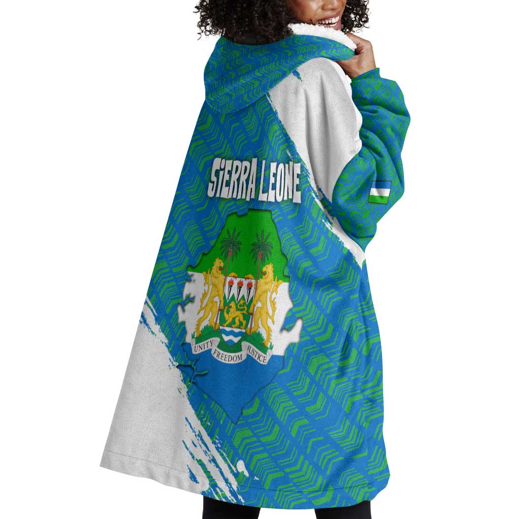 Sierra Leone Crest Wearable Blanket Hoodie with National Coat of Arms and Flag Colors TS04