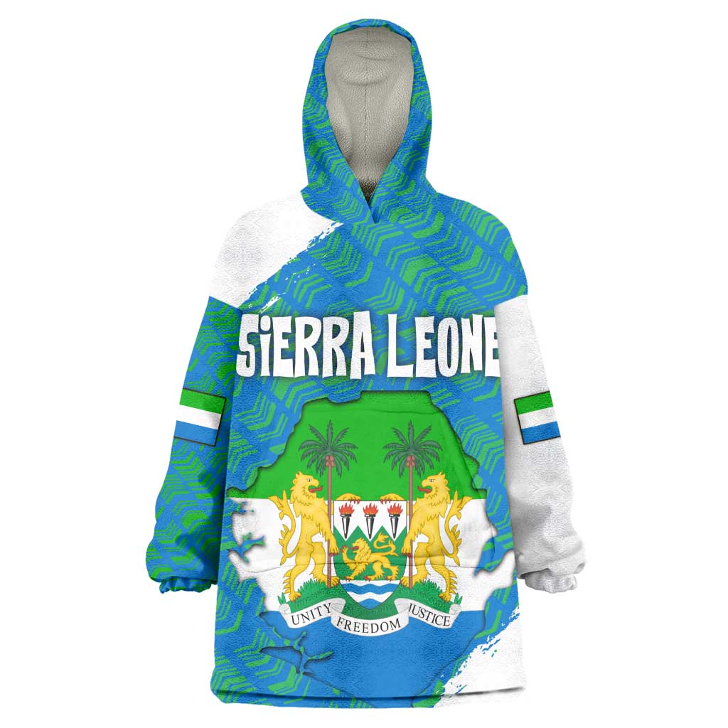Sierra Leone Crest Wearable Blanket Hoodie with National Coat of Arms and Flag Colors TS04