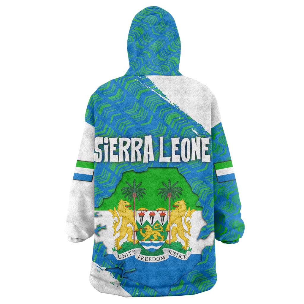 Sierra Leone Crest Wearable Blanket Hoodie with National Coat of Arms and Flag Colors TS04