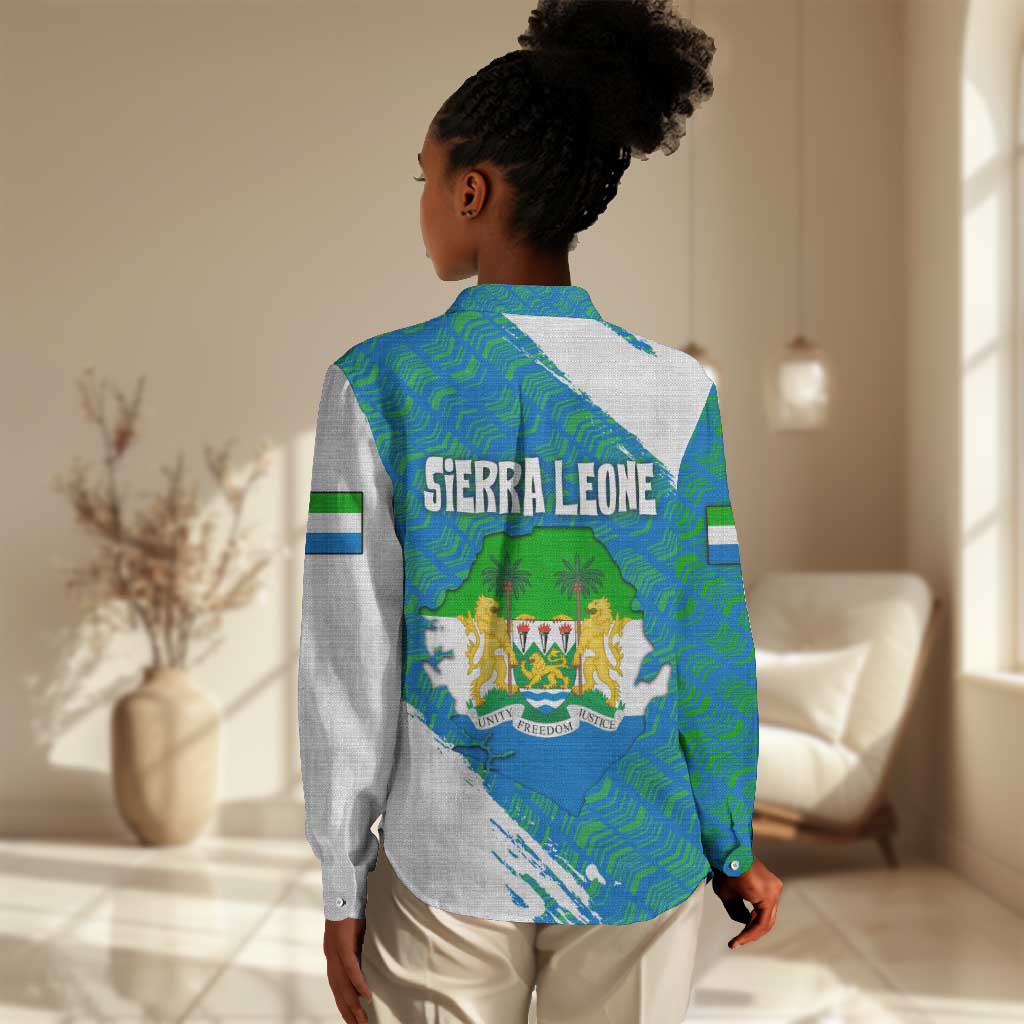 Sierra Leone Crest Women Casual Shirt with National Coat of Arms and Flag Colors TS04