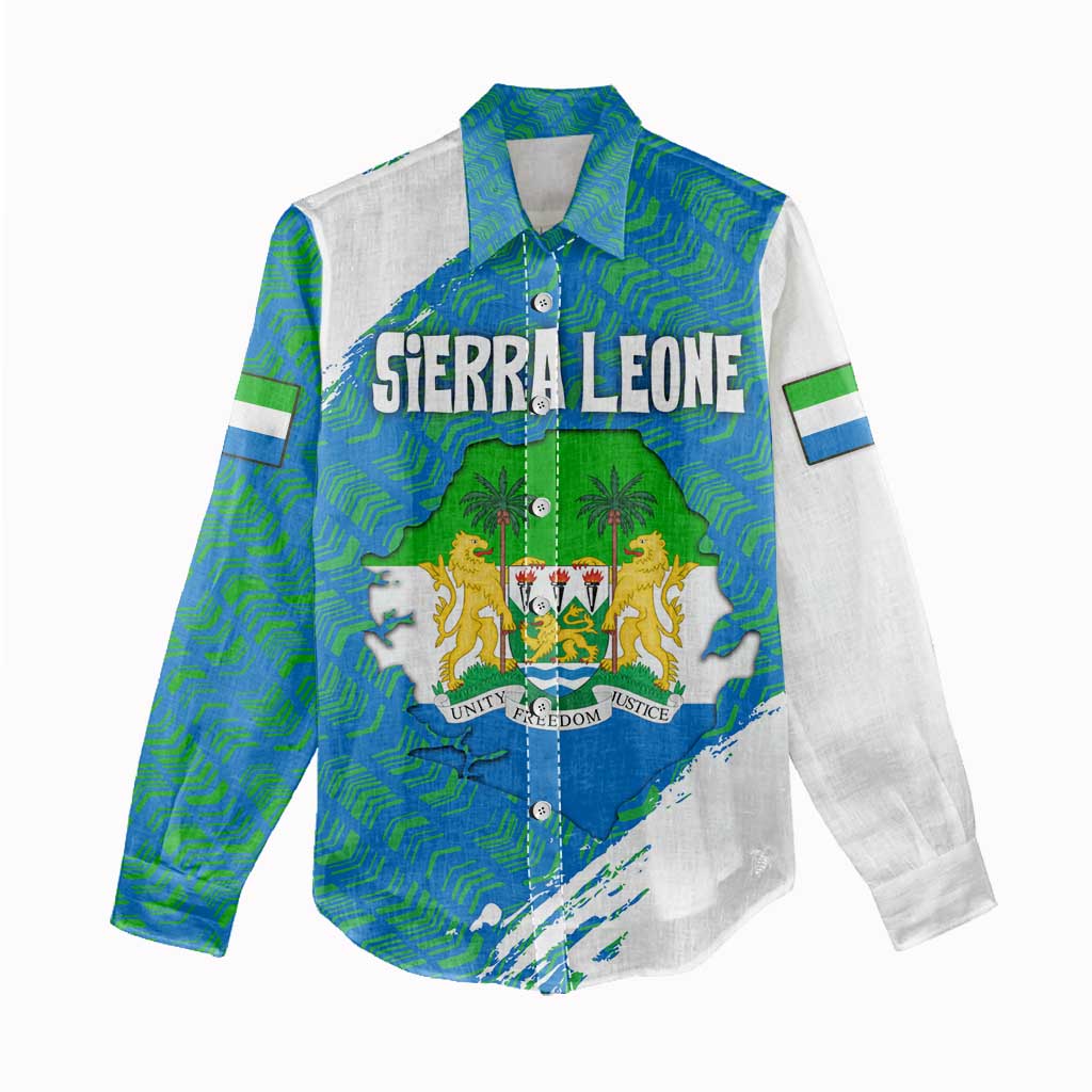 Sierra Leone Crest Women Casual Shirt with National Coat of Arms and Flag Colors TS04
