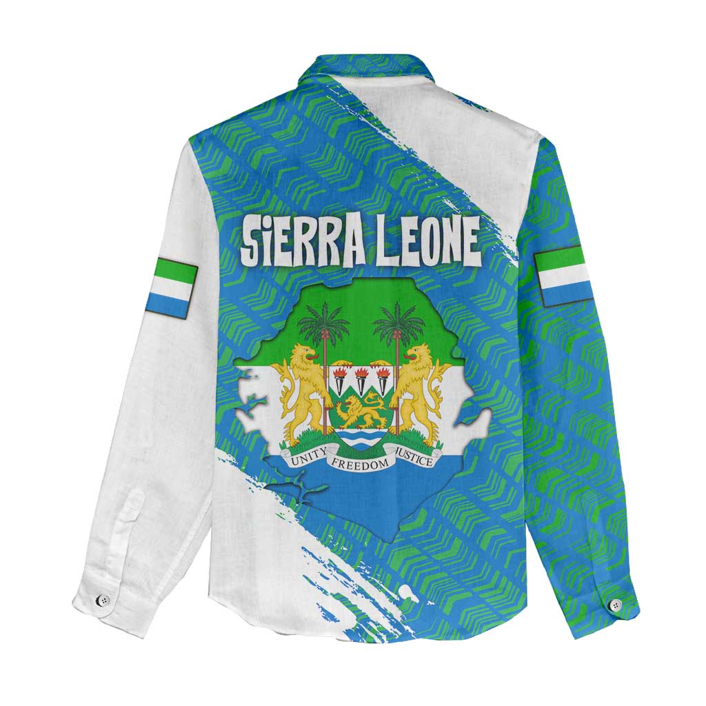 Sierra Leone Crest Women Casual Shirt with National Coat of Arms and Flag Colors TS04