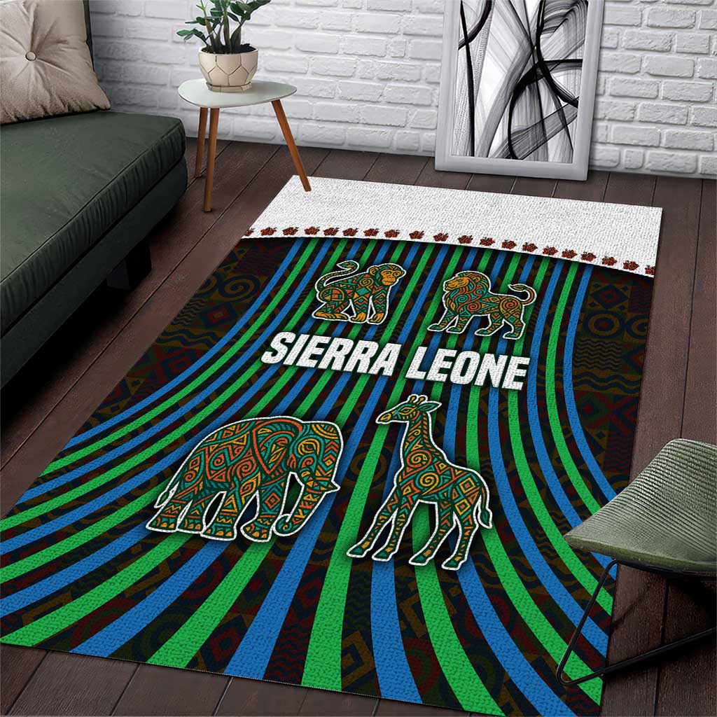 Sierra Leone Area Rug - Tribal Animal Pattern Featuring Lion Elephant Giraffe and Monkey TS04