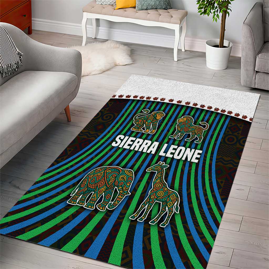 Sierra Leone Area Rug - Tribal Animal Pattern Featuring Lion Elephant Giraffe and Monkey TS04