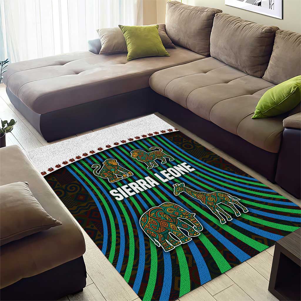 Sierra Leone Area Rug - Tribal Animal Pattern Featuring Lion Elephant Giraffe and Monkey TS04