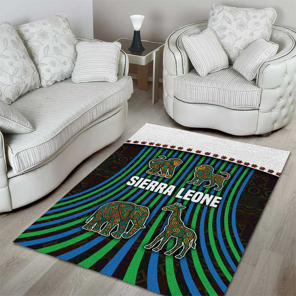 Sierra Leone Area Rug - Tribal Animal Pattern Featuring Lion Elephant Giraffe and Monkey TS04