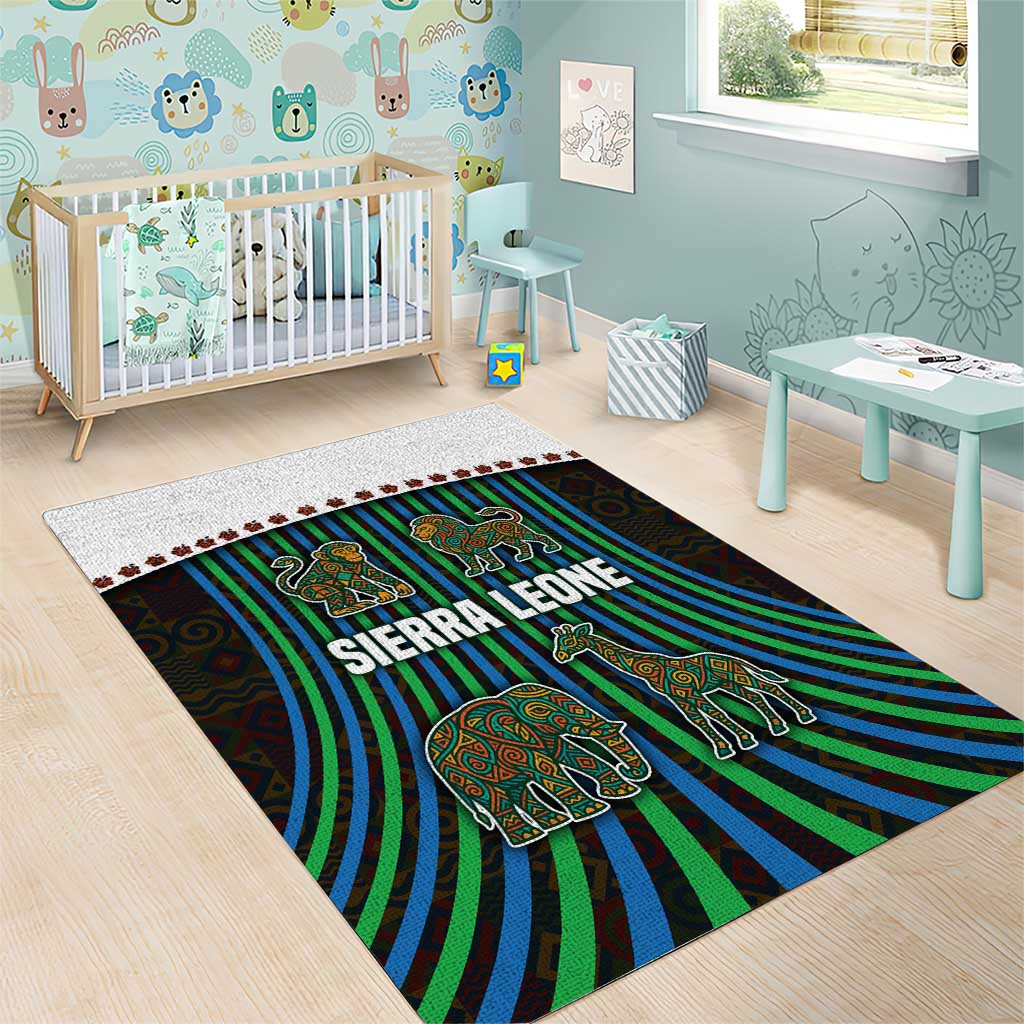 Sierra Leone Area Rug - Tribal Animal Pattern Featuring Lion Elephant Giraffe and Monkey TS04