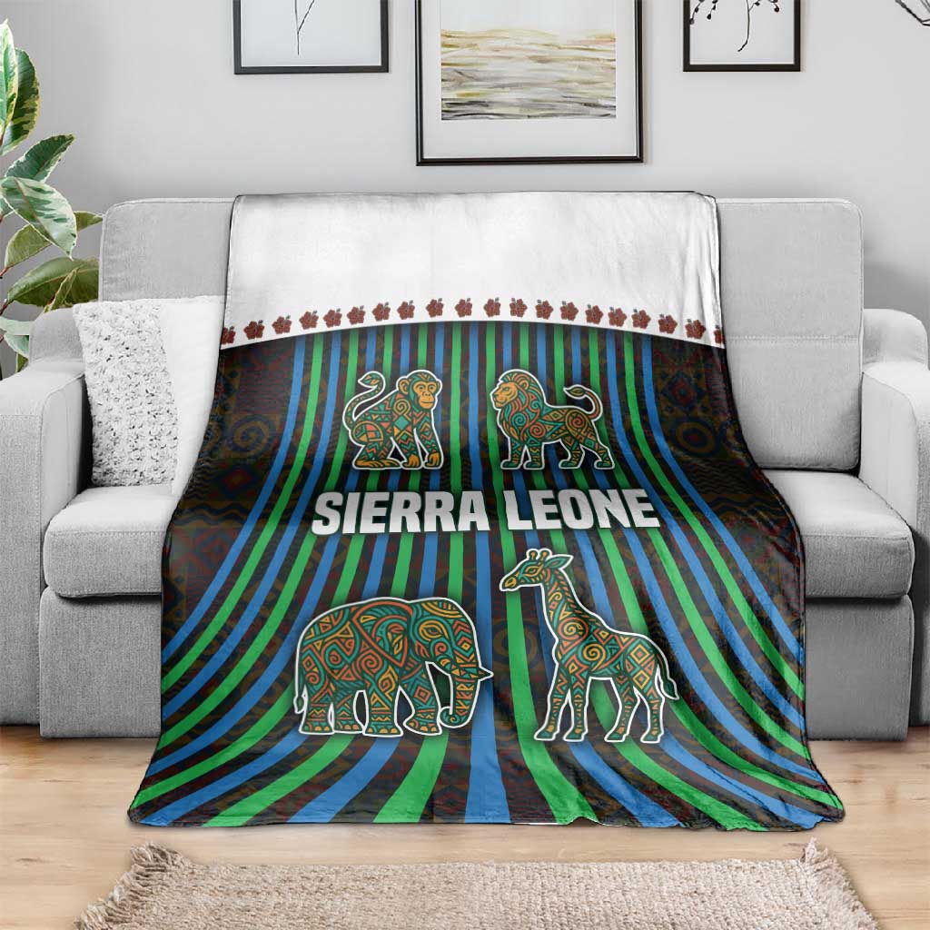Sierra Leone Blanket - Tribal Animal Pattern Featuring Lion Elephant Giraffe and Monkey TS04