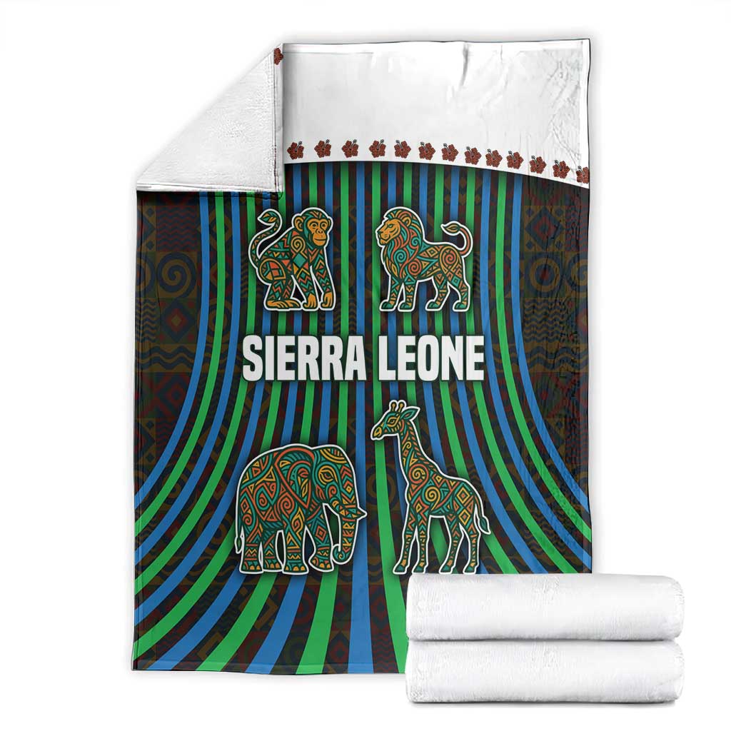Sierra Leone Blanket - Tribal Animal Pattern Featuring Lion Elephant Giraffe and Monkey TS04