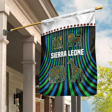 Sierra Leone Garden Flag - Tribal Animal Pattern Featuring Lion Elephant Giraffe and Monkey TS04