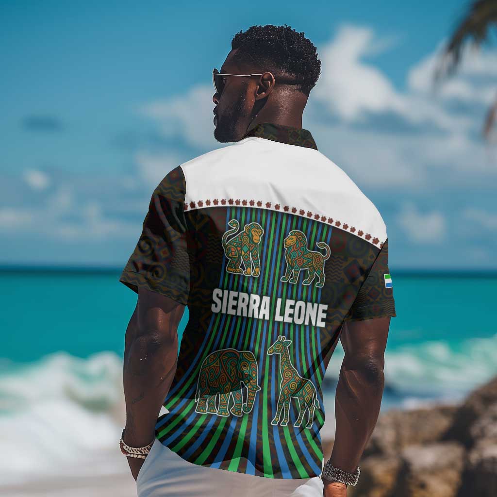 Sierra Leone Hawaiian Shirt - Tribal Animal Pattern Featuring Lion Elephant Giraffe and Monkey TS04