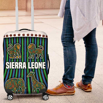 Sierra Leone Luggage Cover with Tribal Animal Pattern Featuring Lion Elephant Giraffe and Monkey TS04