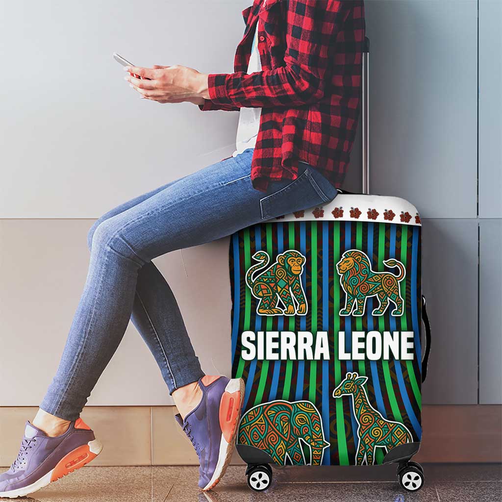 Sierra Leone Luggage Cover with Tribal Animal Pattern Featuring Lion Elephant Giraffe and Monkey TS04