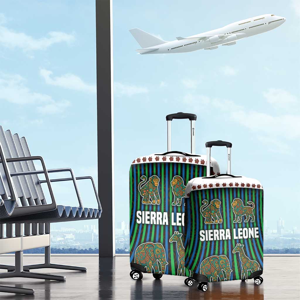 Sierra Leone Luggage Cover with Tribal Animal Pattern Featuring Lion Elephant Giraffe and Monkey TS04