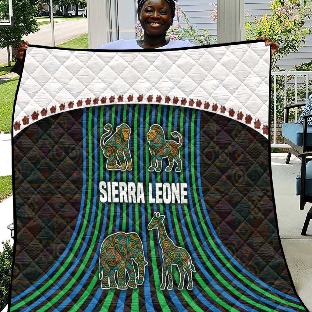 Sierra Leone Quilt - Tribal Animal Pattern Featuring Lion Elephant Giraffe and Monkey TS04