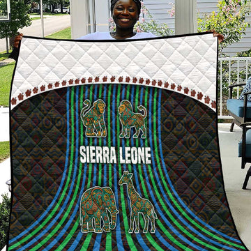 Sierra Leone Quilt - Tribal Animal Pattern Featuring Lion Elephant Giraffe and Monkey TS04