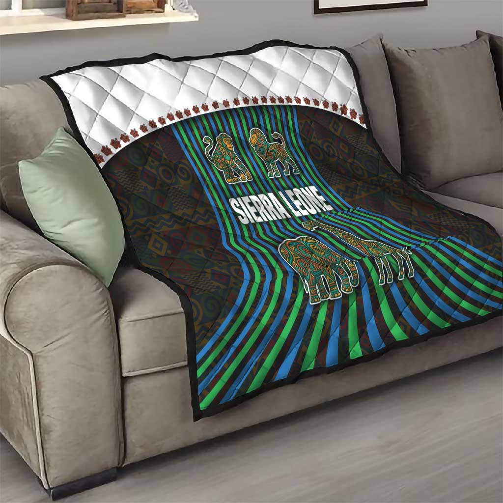 Sierra Leone Quilt - Tribal Animal Pattern Featuring Lion Elephant Giraffe and Monkey TS04