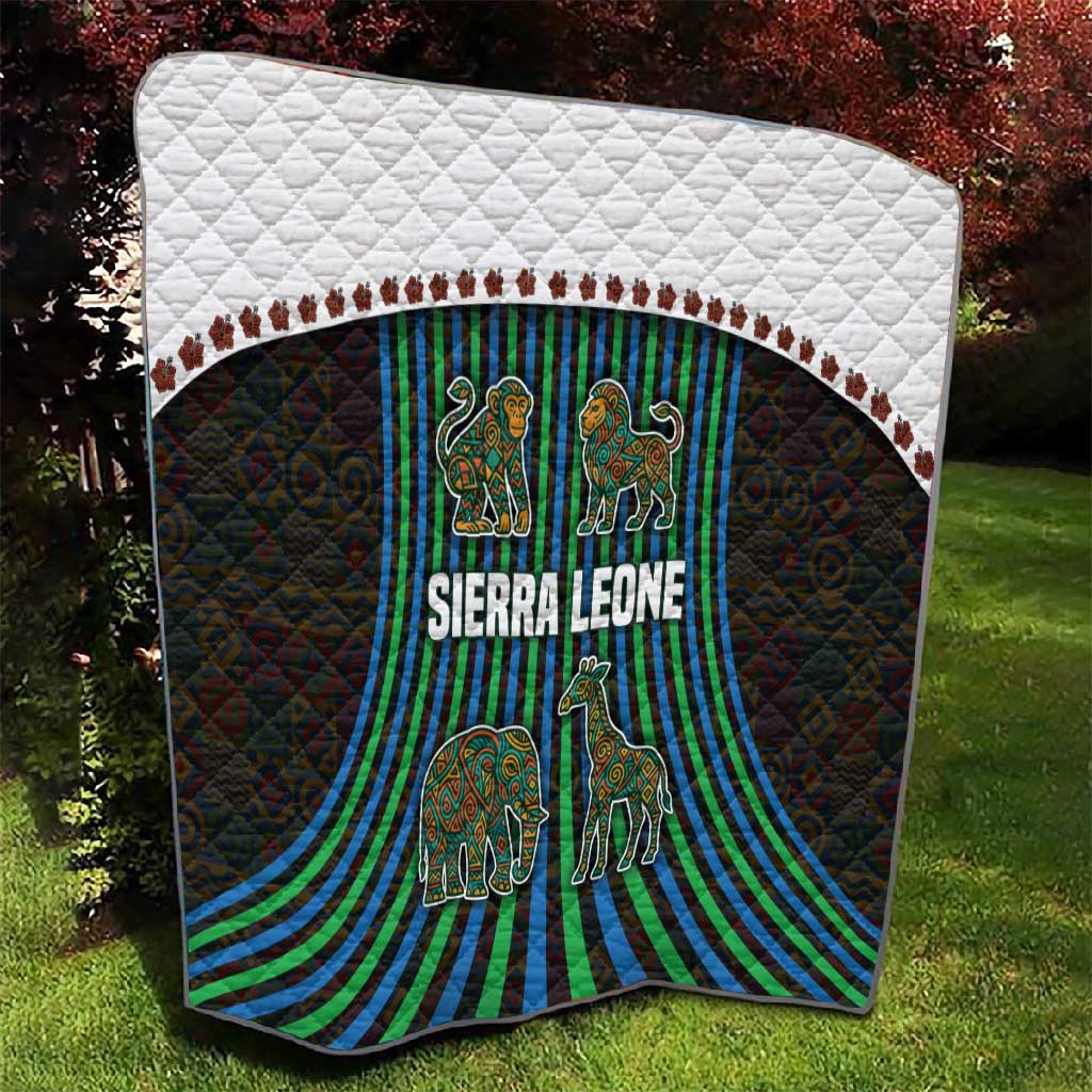 Sierra Leone Quilt - Tribal Animal Pattern Featuring Lion Elephant Giraffe and Monkey TS04