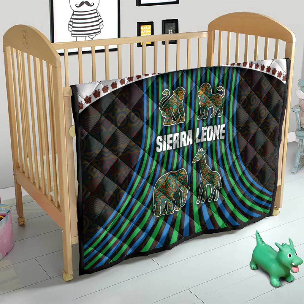 Sierra Leone Quilt - Tribal Animal Pattern Featuring Lion Elephant Giraffe and Monkey TS04