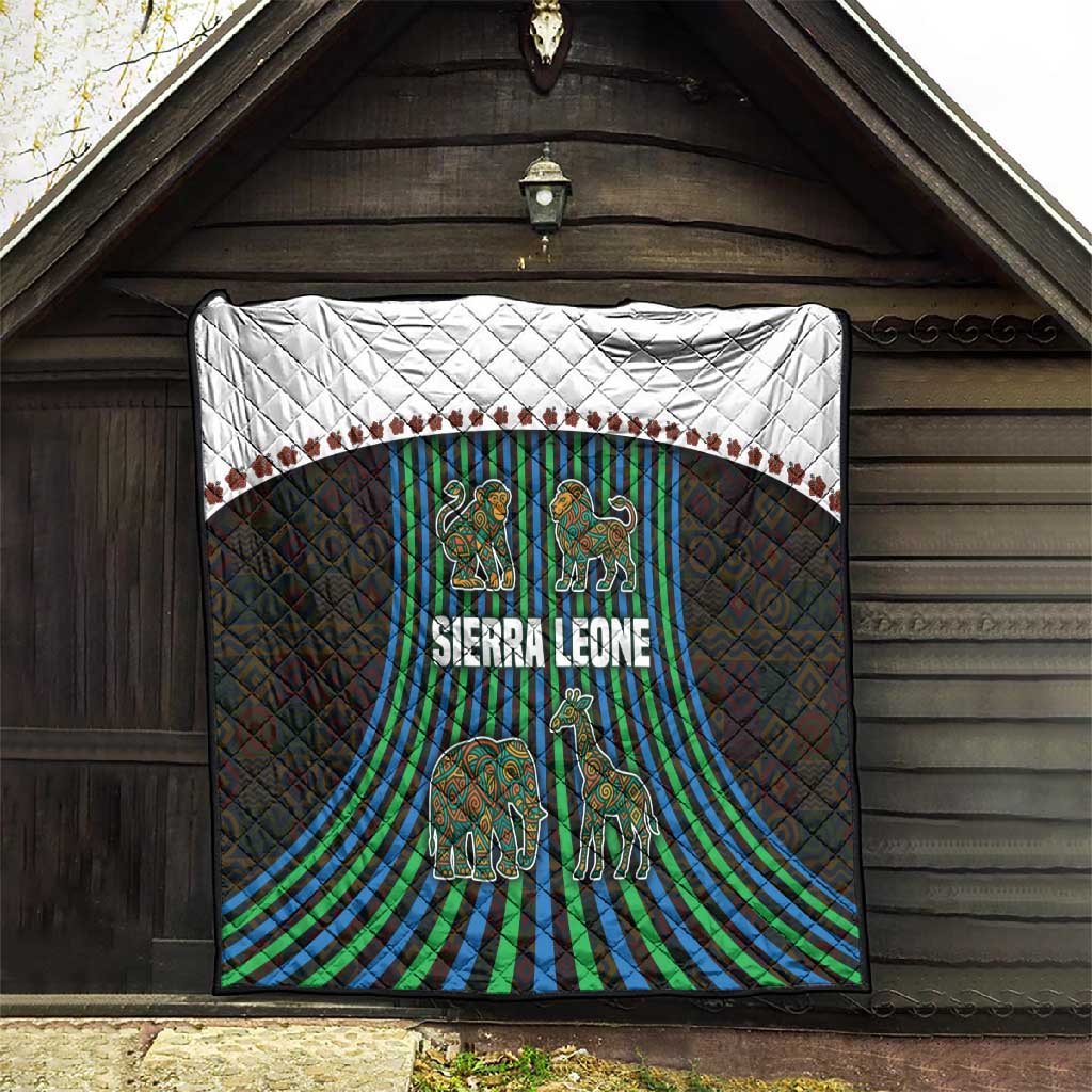 Sierra Leone Quilt - Tribal Animal Pattern Featuring Lion Elephant Giraffe and Monkey TS04