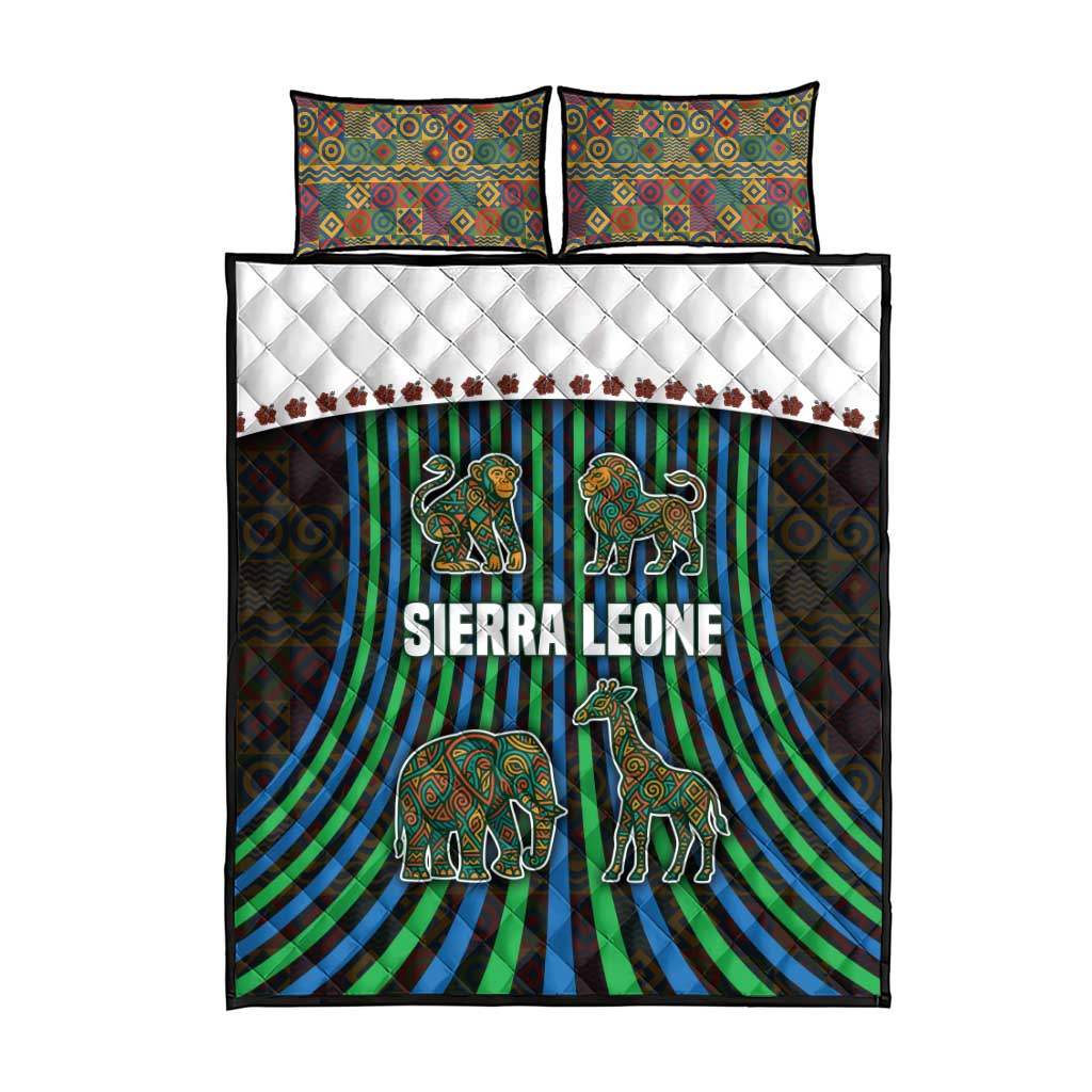 Sierra Leone Quilt Bed Set - Tribal Animal Pattern Featuring Lion Elephant Giraffe and Monkey TS04