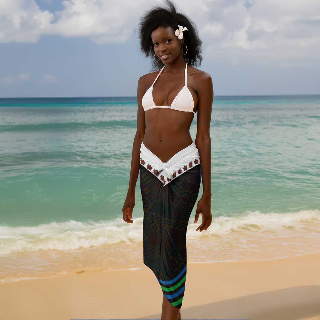 Sierra Leone Sarong - Tribal Animal Pattern Featuring Lion Elephant Giraffe and Monkey TS04