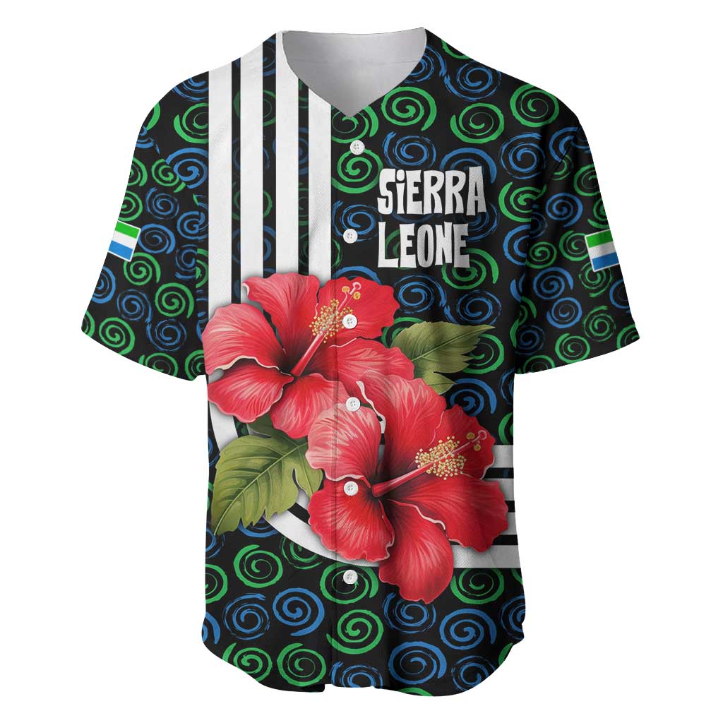 Sierra Leone Baseball Jersey Red Hibiscus Floral Design TS04