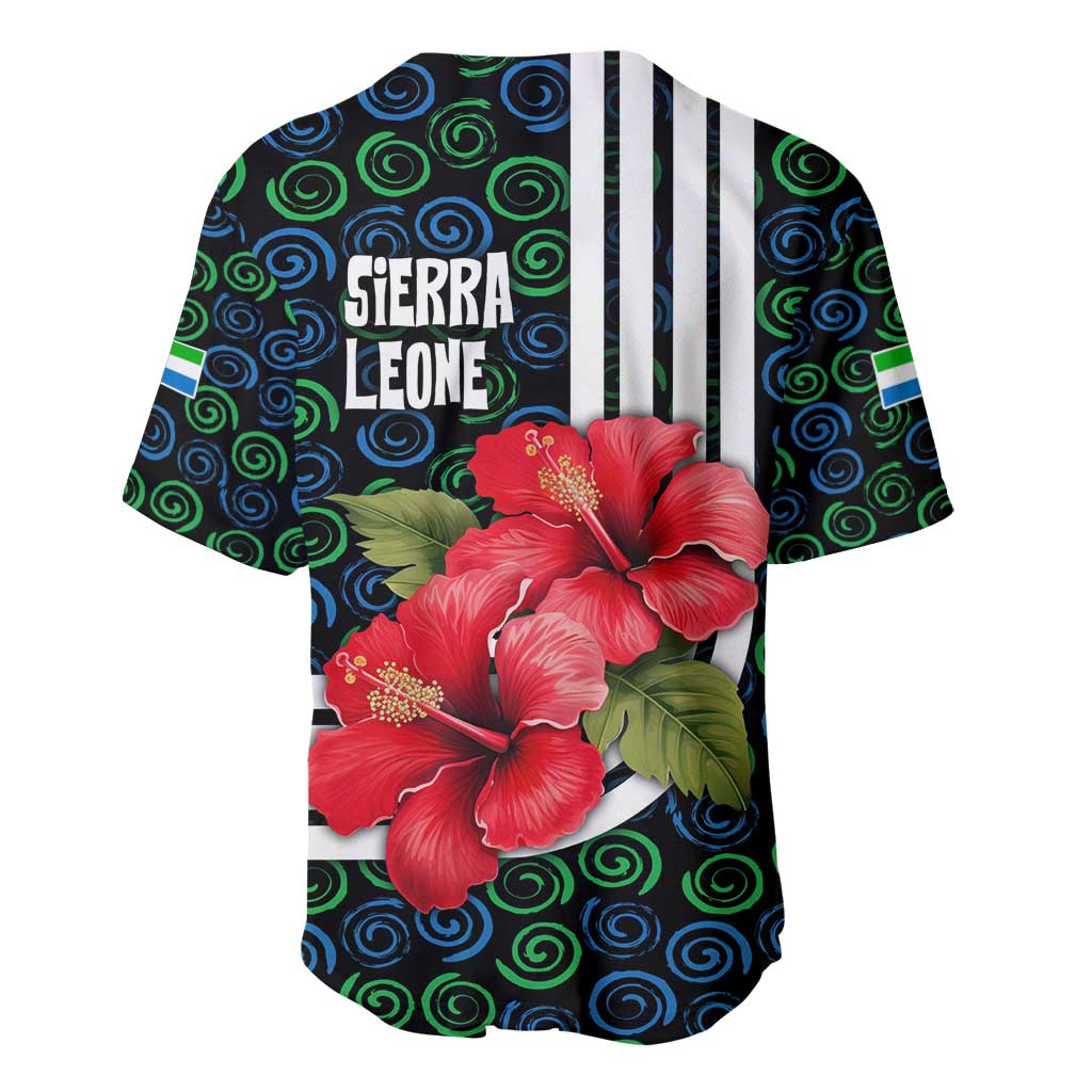 Sierra Leone Baseball Jersey Red Hibiscus Floral Design TS04