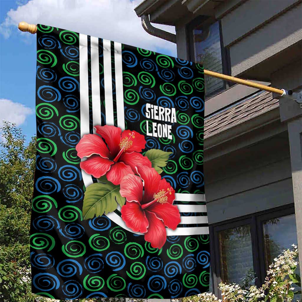 Sierra Leone Garden Flag Red Hibiscus Floral Design TS04