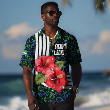 Sierra Leone Hawaiian Shirt Red Hibiscus Floral Design TS04