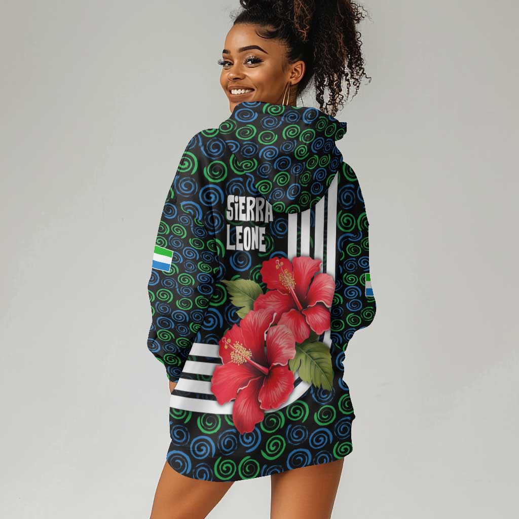 Sierra Leone Hoodie Dress Red Hibiscus Floral Design TS04