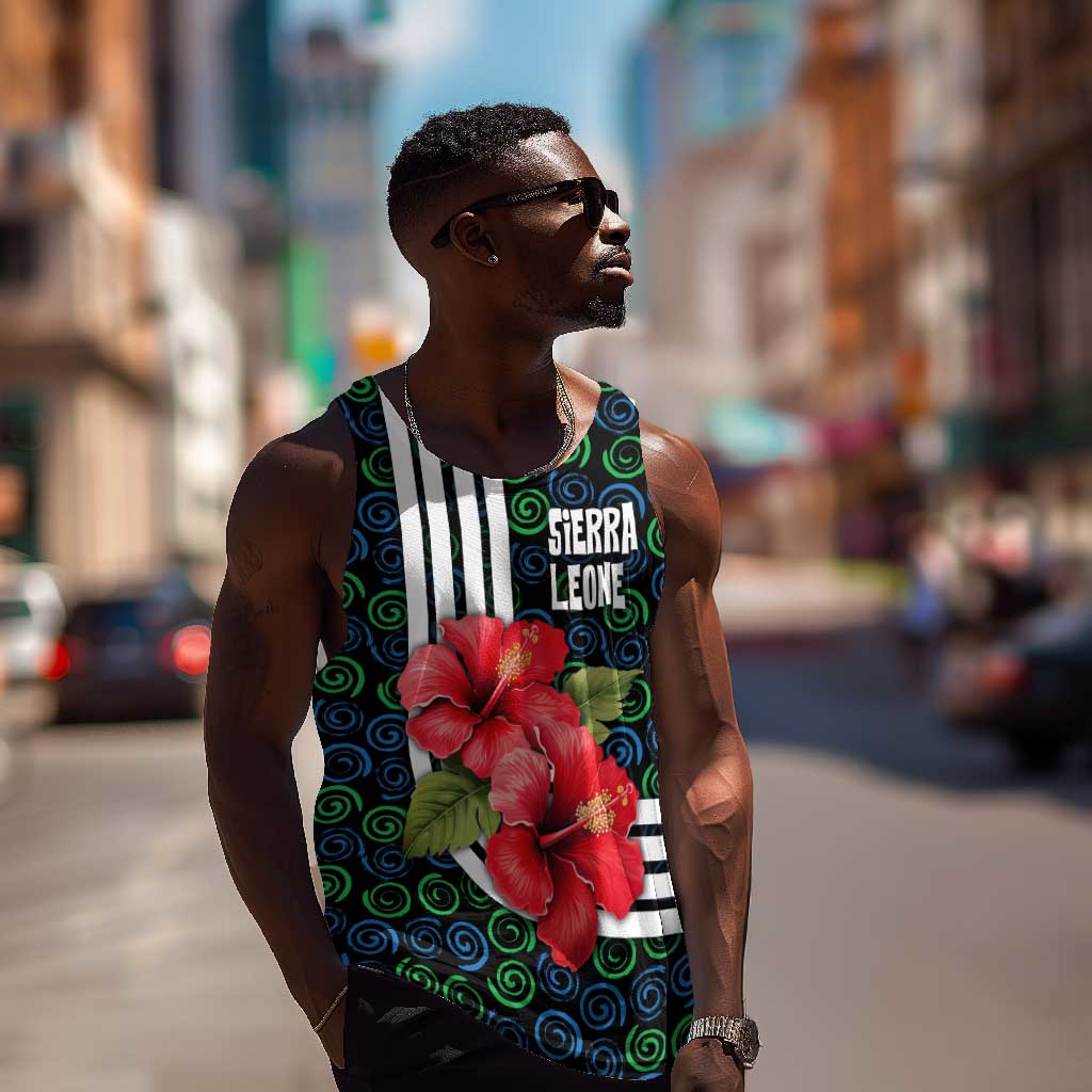 Sierra Leone Men Tank Top Red Hibiscus Floral Design TS04