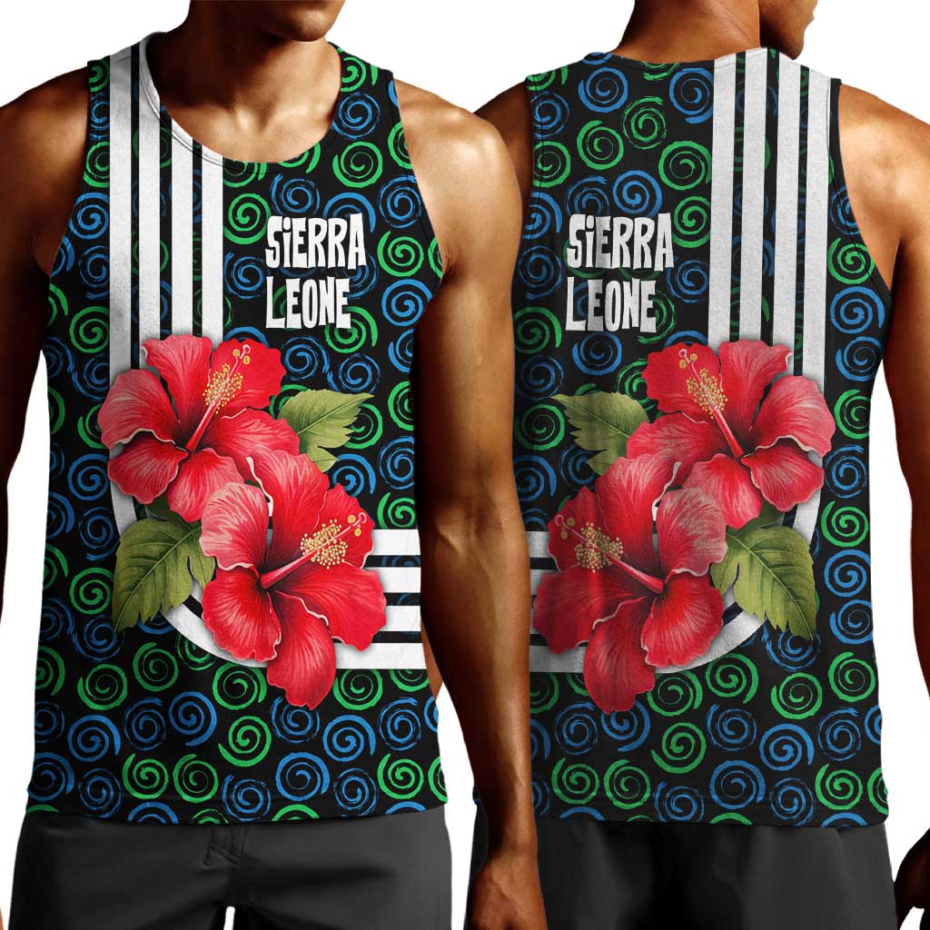 Sierra Leone Men Tank Top Red Hibiscus Floral Design TS04