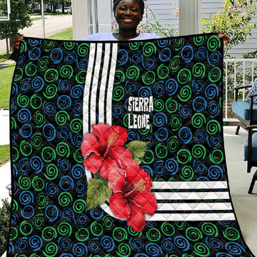 Sierra Leone Quilt Red Hibiscus Floral Design TS04